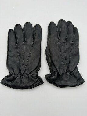 Brooks Brothers Black Genuine Leather 100% Cashmere Lined Gloves Italy Large